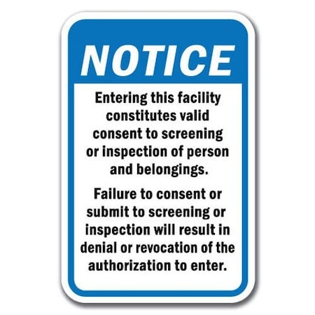Signmission Safety Sign, 12 in Height, Aluminum, Security Check - Notice A-1218 Security Check - Notice